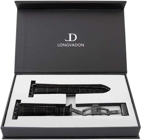 Buy Longvadon Leather Apple Watch Bands for Men - Compatible with Apple ...