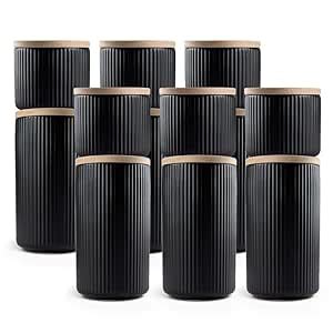 Anko Ribbed Kitchen Canister Container-Pack of 12|6 Large (800mL) & 6 ...