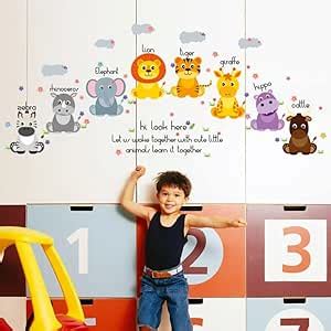 JAAMSO Royals Vinyl Cartoons Animals Wall Sticker, 50 x 70 cm ...
