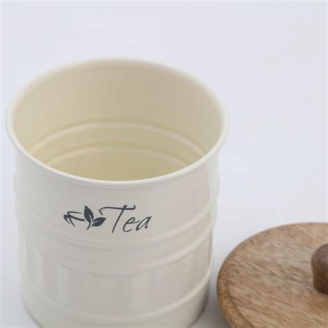 Buy Mirage Iron Tea Canister with Mango Wood Lid from Home Centre at ...