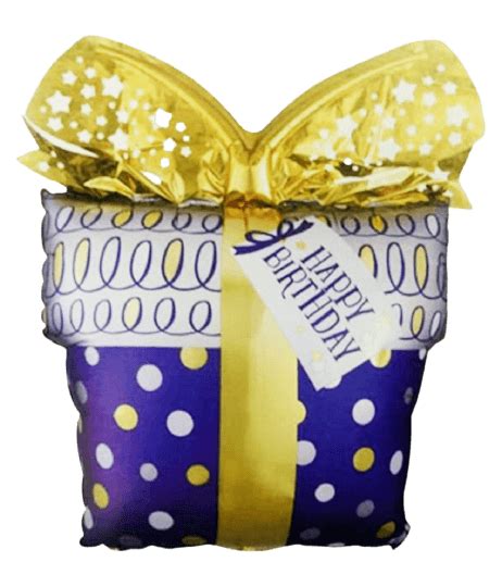 Buy PartyCorp Happy Birthday Gift Box Gold and White Stars Balloon ...