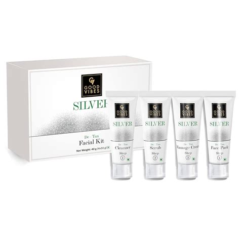 Good Vibes Silver De-Tan Facial Kit - 4 Step Skin Care Includes ...