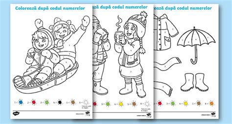 Iarna – Colorează după codul numerelor (teacher made)