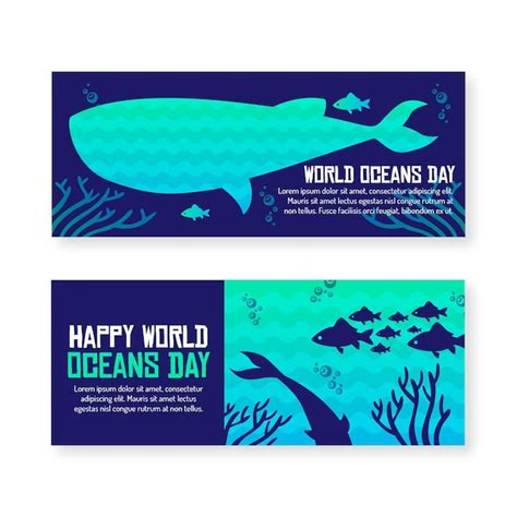 Flat design world oceans day banner | Free Vector