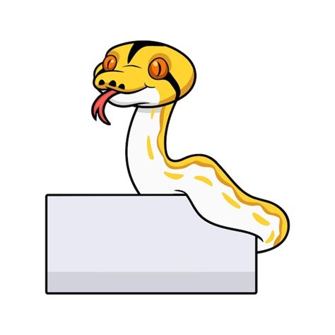 Niedlicher Albino-Tiger-Netzpython-Cartoon mit leerem Schild | Premium ...