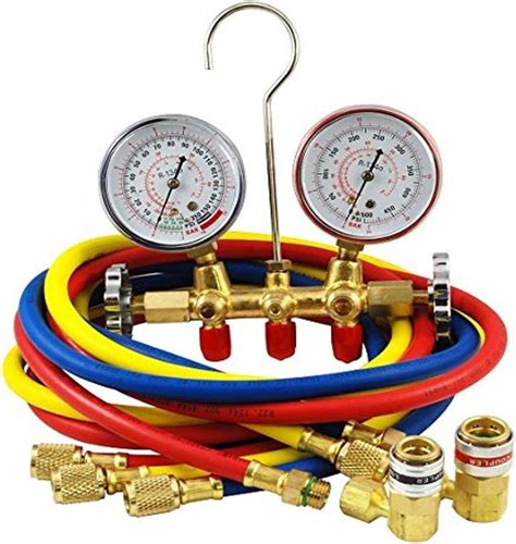 Mountain 8205 R-134a Brass Manifold Gauge Set with Couplers, Gauge Sets ...