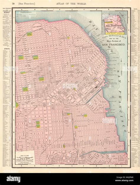 San Francisco city map plan. Street car lines. California. RAND MCNALLY ...