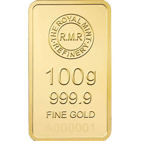 100 Gram Gold Bar Minted - The Royal Mint - AU Bullion Canada