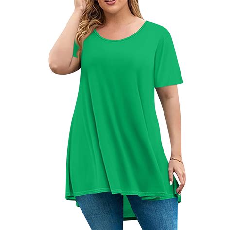 Xyxonk Plus Size Tshirts for Women Fashion 5 Plus Size Blouses Crew ...