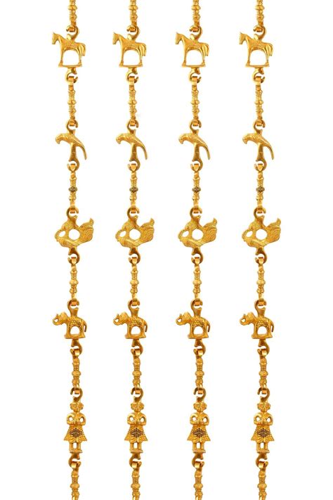 Buy IndianArtVilla Brass Jhula Chain Horse, Parrot, Peacock, Men Guard ...