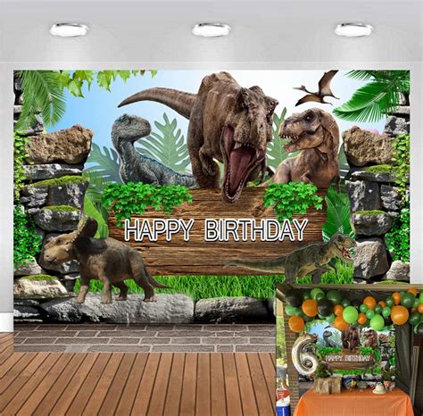 Buy MECOLO 7x5ft Dinosaur Theme Backdrops Jungle Park Boy Kids Birthday ...