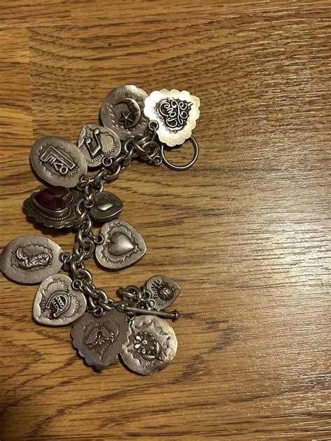 Vintage Joan Slifka Sterling Silver And Gemstone Heart Bracelet 12 ...