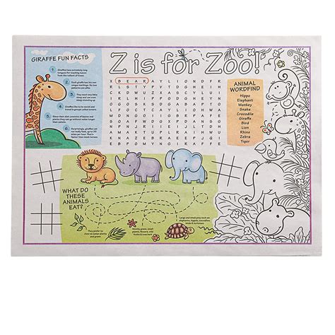 Buy Disposable Paper Placemats – Premium, 50 Pack of Kids Zoo Scalloped ...