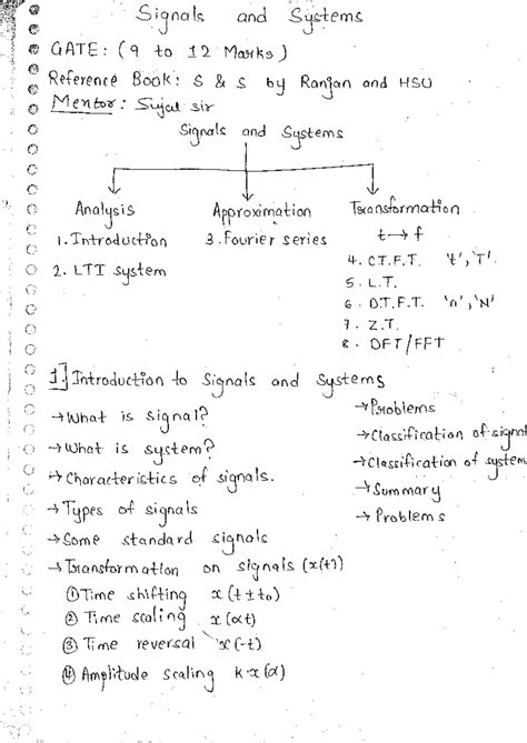 Signals and Systems GATE: Analysis and Transformation Notes - Studocu