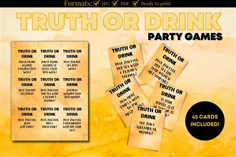 Truth or Drink Drinking Game Printable Graphic by kkdigitalprints ...