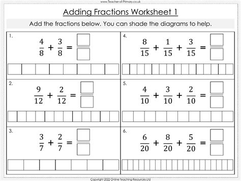 Image result for Adding Fractions Visual Worksheet