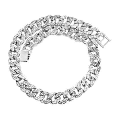 Unisex Child Cuban Link Chain Ice Out Chain Bling Rhinestones Necklace ...