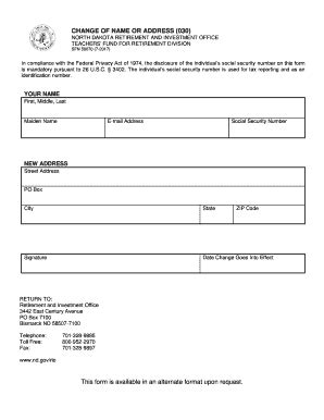 TFFR Address Change Form - ND.gov - Fill and Sign Printable Template Online