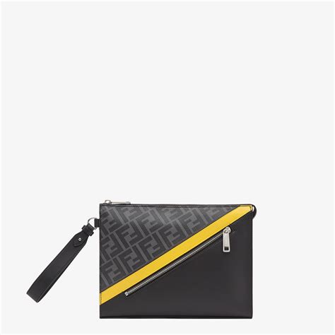 Fendi Diagonal Clutch Fabric Gray | Fendi