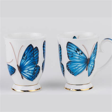 Blue Monarch Butterfly Coffee/Tea mugs - Set of 2 (300ml each) – Golden ...