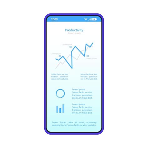 Smartphone dashboard interface vector template. mobile productivity ...
