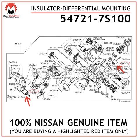 54721-7S100 NISSAN GENUINE INSULATOR-DIFFERENTIAL MOUNTING 547217S100 ...