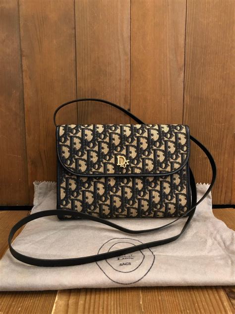Vintage CHRISTIAN DIOR Navy Trotter Jacquard Crossbody Bag at 1stDibs ...