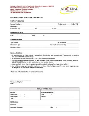 Fillable Online medicine um edu BOOKING FORM FOR FLOW CYTOMETRY ...