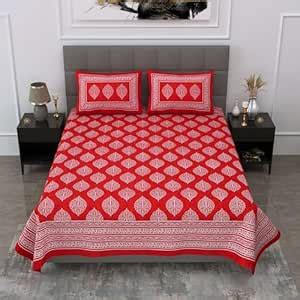 Buy Kaalaksh 100% Pure Cotton Jaipuri Sanganeri Print Bedsheet Set with ...