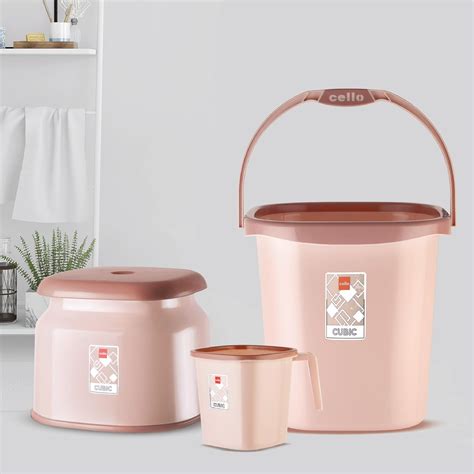 Cello Cubic 20 Bathroom Set | Sturdy and Durable | Cubic Set (Bucket 18 ...