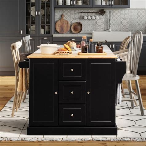 Buy Kitchen Island on Wheels Rolling Utility Cart Drawers Cabinets ...