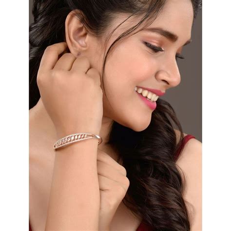 Buy Saraf RS Jewellery Rose gold Plated White AD Studded Delicate ...