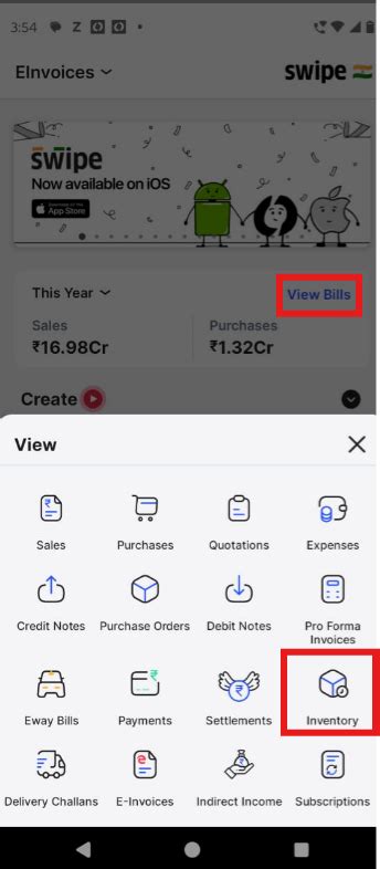 How to view inventory timeline in android - Android - Swipe