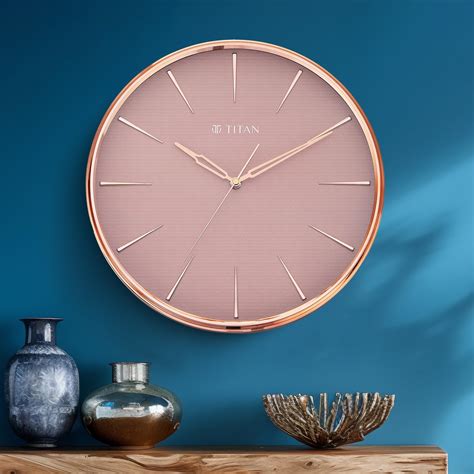 Titan Plastic Contemporary Rustic Pink Wall Clock in A Glossy Finish ...