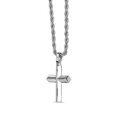 Men's LYNX Stainless Steel Rope Chain Cross Pendant Necklace