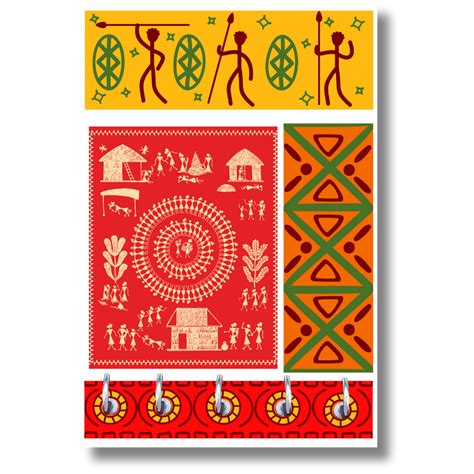 Buy Wooden Key Holder with Traditional Warli Art