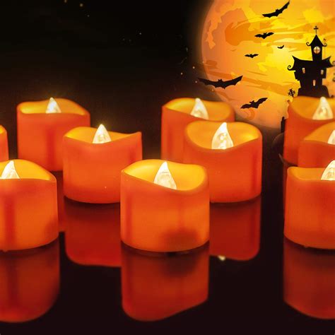 Buy Homemory 24 Pack Battery Operated LED Tea Lights, Orange Flameless ...