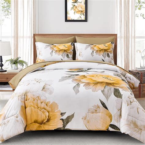 Amazon.com: Dobuyly Yellow King Size Comforter Set 7 Piece Bed in a Bag ...
