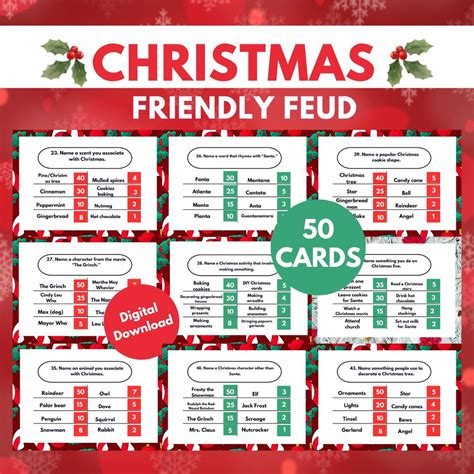 Christmas Party Feud,christmas Family Feud Game Cards, Printable-50 ...