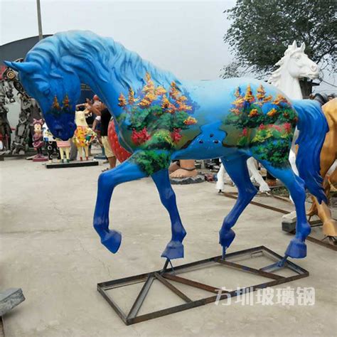 玻璃钢彩绘马雕塑，公园摆件 - 卓景雕塑公司