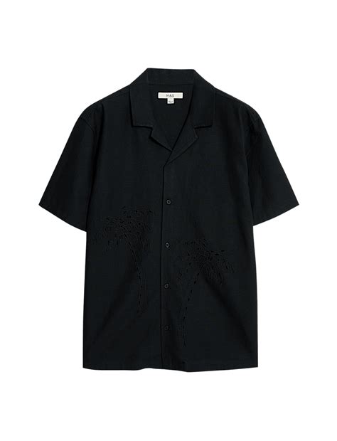 Buy Cotton Blend Embroidered Palm Tree Shirt at Marks & Spencer