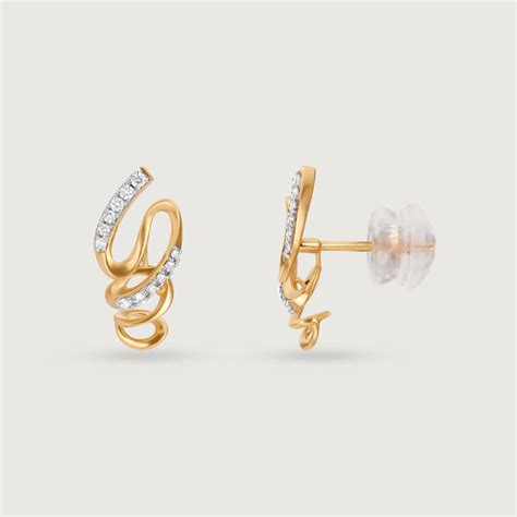 Swirling Breeze 14 Kt Gold & Diamond Stud Earrings