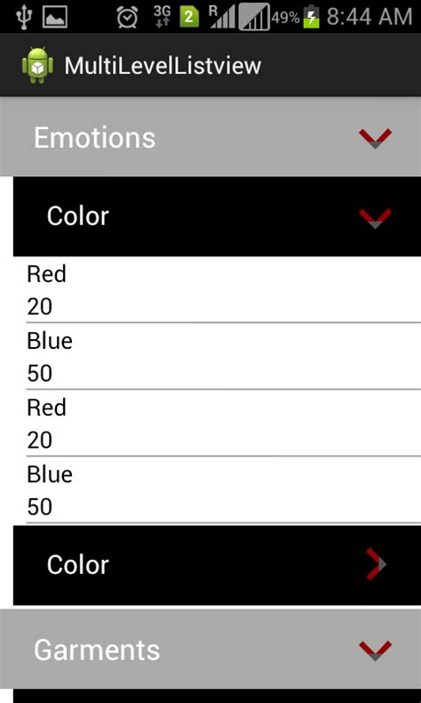Image result for Multi-Level Expandable List View in Android