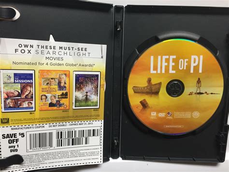 Life of Pi [2012] (DVD,2013,Widescreen) Suraj Sharma,Gerard Depardieu ...