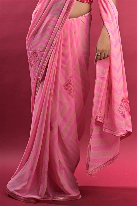 Buy Rose Pink Leheriya Saree 76258 Online | Karagiri