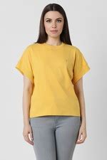 Buy Women Yellow Solid Casual Round Neck Top Online - 801584 | Van Heusen