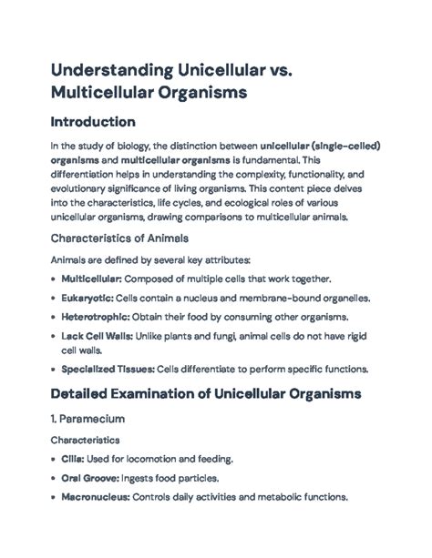 Understanding Unicellular vs. Multicellular Organisms: Key Differences ...