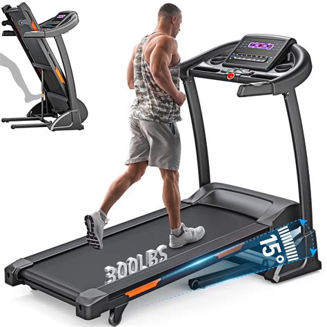 3.5HP Folding Treadmill, 300lb Capacity, 15 Levels Auto Incline ...