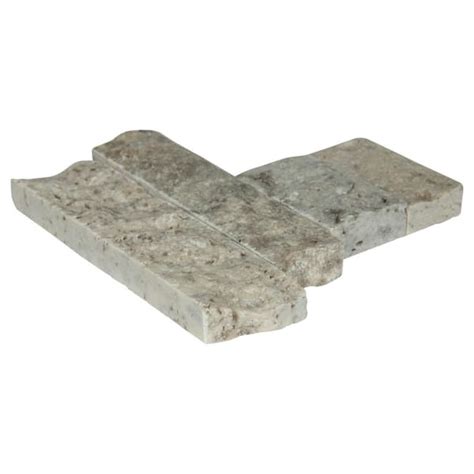 Buy Silver Travertine Ledger Panel Corner 4.5 in. x 9 in. Textured ...