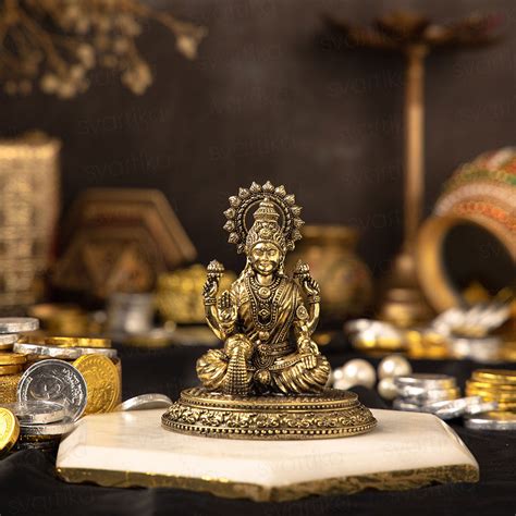 Brass 4 Armed Lakshmi Idol | 4" Brass for Home & Special Occasion Gift